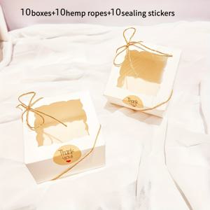 TEMU 30개 세트 우아한 창문 선물 포장 박스, 10박스 + 10스티커 + 10끈, 플립 스타일 DIY 선물 포장, 결혼식, 생일, 크리스마스, 추수감사절, 발렌타인데이, 어머니날에 적합