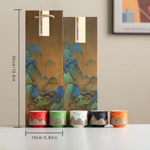 TEMU 중국풍경 스타일의 차잔 세트 (3/4/5개), 66g (2.3온스),功夫차잔, 거친 도자기 차향기, 컵, 파티 답례품, 심미적인 차잔 세트, 선물, 이벤트 기념품