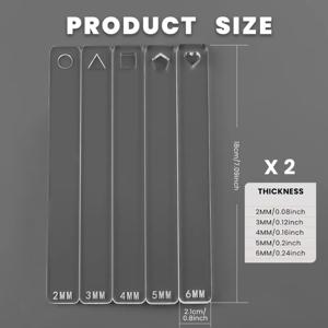 TEMU 아크릴 클레이 두께 롤링 가이드 10개 세트 - 초보자용 클레이 롤링 매트 도구, 2/3/4/5/6mm 사이즈로 제공, 쉬운 사용을 위한 투명 디자인, 공예, 수공예 도구에 적합 | 투명 자 | 내구성 있는 구조