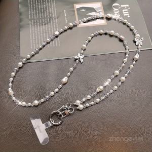 TEMU 여성용 우아한 폰 체인 - 진주 비즈 장식, 핸드폰 걸이 루프, 목걸이/신발끈 연결부 - 스마트폰, 열쇠, 가방용 - 포멀/캐주얼 스타일링 - 럭셔리 액세서리, 라인스톤 장식 폰 스트랩