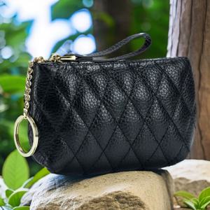 TEMU 퀼트 스타일 얇은 지퍼 립스틱 파우치 휴대용 동전지갑 잠금 가방 휴대용 수납 파우치