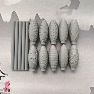 TEMU 클레이 아트용 질감 도구 세트 5개, 오벌 모양 클레이 모델링 패턴 롤러 키트 DIY 공예 폴리머 롤러 아트 실버 스틱 조각 도구