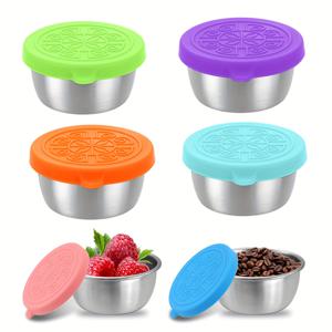 TEMU 6개 세트 누수 방지 뚜껑 스테인리스 소형 샐러드 드레싱 용기, 1.6oz 미니 소스 컵 - 도시락, 피크닉, 여행용 식사 및 주방 보관용 재사용 가능
