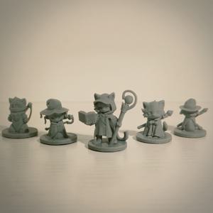 TEMU 5개 3D 프린팅 매직 캣 아미 체스 피스 모델 - 사이파이 테마, 5가지 독특한 디자인 (위자드, 프리세스트, 아처, 워리어) 섬세한 디테일의 그레이 레진 피규어, 탁상 RPG & 보드 게임 액세서리, 상상의 플레이, 판타지 캐릭터 피규어, 정교한 제작