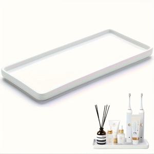 TEMU 세라믹 욕실 트레이 - 화장대, 주방 조리대, 비누, 양초, 수건, 식물에 적합한 직사각형 싱크대 정리함 - 내구성이 좋고 세척이 용이합니다.|비누받침대