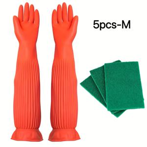 TEMU 21.65인치 긴팔 어항 청소 장갑 5개입 - 미끄럼 방지 강화 - 연못 흙 청소용 장갑 - 식기세척용 연장형 가정용 장갑 (식기세척기/어항/세탁기 사용 가능)