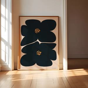 TEMU 2D 플랫, 벽 장식 1개, 레트로 포스터, 검은 꽃 추상 프린트, 식물 캔버스 아트워크, 거실 꾸미기, 침실 장식, 아파트 장식, 집들이 선물, 액자 없음