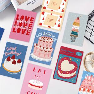 TEMU 15장의 독특한 포스트카드 스타일 생일 카드 벽 스티커 - 만화 케이크 & 하트 디자인, 소규모 사업주, 선물 카드, 결혼식, 약혼식, 데이, 크리스마스, 생일 장식, 생일 파티 장식에 이상적|카드스티커