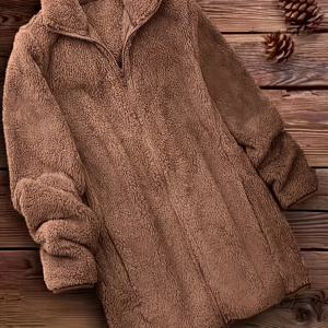 TEMU 새로운 스탠드 칼라 지퍼 긴팔 재킷 패션 다용도 플러시 코트