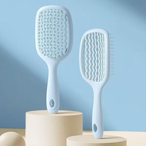 TEMU 1개/스퀘어 홀로우 헤어 빗, 와이드 투스 빗, 젖은 머리와 마른 머리용 디탱글링 마사지 빗, 여성용 스타일링 빗, 슬릭드 백 헤어스타일용, 젖은 머리 디탱글링 빗, 헤어 스타일링 빗, 하이 크라운 볼류마이징 대형 커브드 마사지 빗, 나일론 브리슬과 에이비에스 플라스틱 핸들