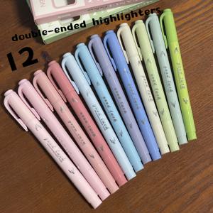 TEMU 4/8/12개 양면 하이라이터 세트, 번짐 없음, 모자라지 엣지, 다이어리, 교재 노트, 하이라이팅에 적합, 학교 및 사무용품, 이상적인 부활절 선물