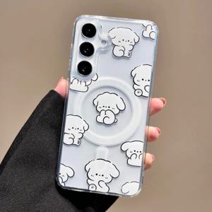 TEMU 휴대폰 케이스 - 귀여운 토끼 패턴, 삼성 S21, S21 플러스, S23, S24, S25, S25 플러스, S25 울트라, S25 엣지, A35, A55, A15에 적합. 이 아크릴 투명 마그네틱 폰 케이스는 높은 투명성을 제공하며, Magsafe와 호환됩니다.