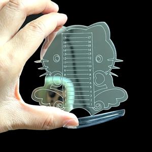 TEMU 미러 실버 귀여운 동물 모양 인조 네일 팁 길이 측정 도구 (같은 사이즈 네일 팁 측정용)