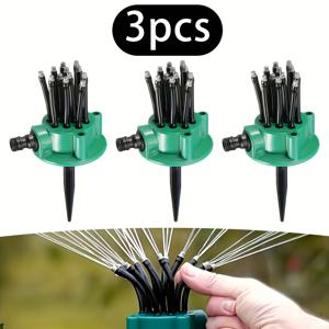 TEMU 360도 커버리지가 있는 자동 정원 스프링클러 3개 세트. 전기를 필요로 하지 않고 잔디밭 및 정원을 물주기 위해 설계되었습니다. 다양한 부품이 포함된 정원 관개 도구입니다.