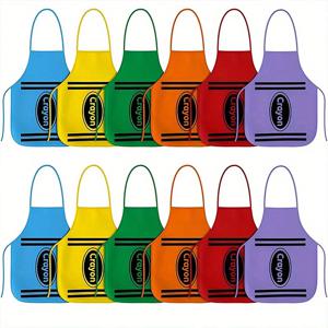 TEMU 6/12개 크레용 코스튬 에이프런 - 할로윈 파티, 요리, 베이킹, 미술 활동, 공예용 그룹 코스튬, 키친 페인팅, 크래프트