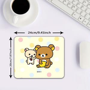 TEMU 릴라쿠마스 코구마짱 만화 컷 고무 마우스 패드, 미끄럼 방지 베이스, 사무실·공부·게임용, 휴대 가능하고 내구성 강한 데스크 패드