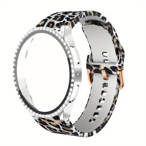 TEMU 삼성 7 FE 6 5 4 40mm 44mm용 워치 밴드 및 보호 케이스 세트, 내구성 스포츠 컬러풀 패턴 워치 스트랩 + 스크래치 방지 강화유리 PC 케이스 콤보, 커플을 위한 이상적인 선물