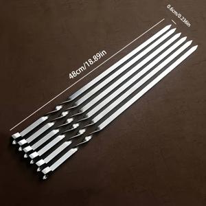 TEMU 고강도 스테인리스 스틸 BBQ 꼬치 6개 세트, 평면 로스팅 스틱 및 J자형 후크 포함 - 케밥, 꼬치구이, 고기, 채소, 과일용 - 야외 그릴, 캠핑, 뒷마당 바베큐용