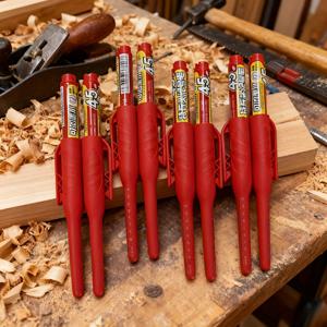 TEMU 8개입 딥 홀 마커 세트 | 45mm 긴 코 솔리드 목수 연필 (캡 스케일 포함), 방수 및 퇴색 방지 구조 스크라이버 (목공, 건축가, 목공, 프로젝트용)