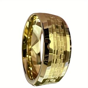 TEMU 304 스테인리스 스틸로 제작된 고급 남성용 골드 반지 - 모던한 카본 파이버 디자인, 발렌타인데이 또는 어버이날 선물로 완벽, 도금 없는 내구성, 고급스러운 외관, 다용도 액세서리