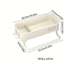 TEMU 1개 벽걸이 스펀지 배수대 - 공간 절약형 스토리지 정리대, 걸이 포함, 무타공 디자인, 비누 스펀지 거치대, 양념 거치대, 주방 및 욕실 용품 보관용