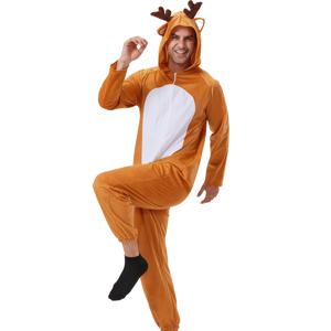 TEMU 크리스마스 할로윈 카니발 사슴 코스프레 의상 | 유럽 및 미국 판타지 테마, 니트 원단, 세탁기 사용 가능, 배터리 없음