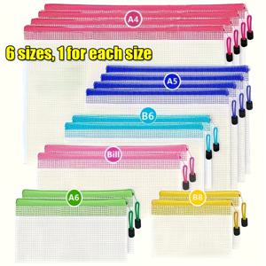 TEMU 투명 메쉬 여행 정리함 - 학교 용품용 6가지 사이즈 지퍼 백, 컬러풀 보관 파우치, 메쉬 지퍼 백, 비닐 백, 빨간색/보라색 보관 가방, A 사이즈 파우치, A 지퍼 백 버건디, 빨간색/보라색 보관 가방, 책상 정리함, 사무실 정리함, 사무실 액세서리, 책상 정리 및 보관, 보관 상자, 학교 용품, 사무실 액세서리