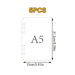 TEMU A5 사이즈 투명 무광 인서트, 6홀 링 바인더 분할기, 저널 및 파일 정리용 표준 PP 소재