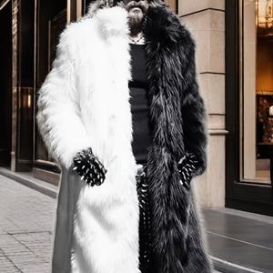 TEMU 남성용 롱 코트 - 후드, 인조 모피 안감, 가을/겨울용 포멀 & 데일리 아우터, 우아한 블랙 & 화이트 애니멀 프린트의 두꺼운 겨울 코트