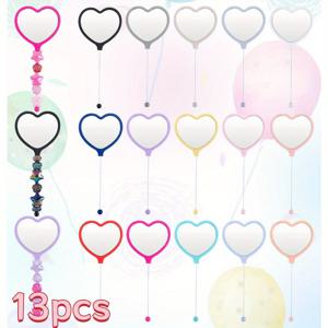 TEMU 13피스 비즈 장식 가능한 하트 여행용 메이크업 거울 + 빈 바 - DIY 비즈 호환 핸드헬드 거울, 쥬얼리 제작용, 파우더 코팅 플라스틱, 13가지 색상 (비즈 미포함)