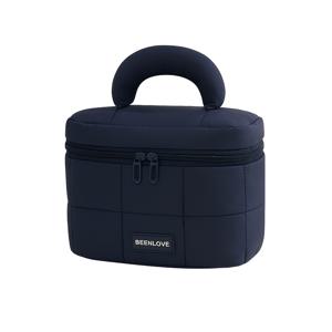 TEMU 뚜껑이 있는 튼튼하고 넉넉한 메이크업 가방, 브러쉬 보관 공간 포함, 가을, 겨울 여행, 신학기, 발렌타인데이, 크리스마스에 완벽하며, 세면도구 및 추가품을 위한 선물로도 좋습니다 (핑크, 네이비 블루, 베이지 색상으로 제공)