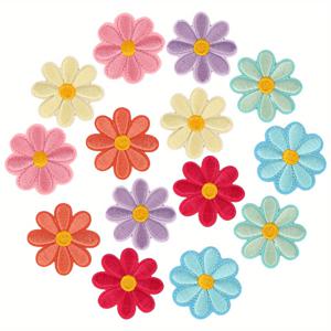 TEMU 14개 HEBALG 귀여운 꽃 다리미 & 바느질 자수 패치 - 데이지 & 부케 어플리케, 다리미 사용 (바느질 필요 없음), 7가지 색상 (//////) 패브릭 공예, 가방, 재킷, 청바지, 모자 장식용