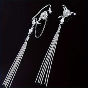 TEMU 빈티지 홍콩 스타일 롱 태슬 개성 라이트 럭셔리 여성 패션 이어커프 & 풀 이어로브 스타일 d105