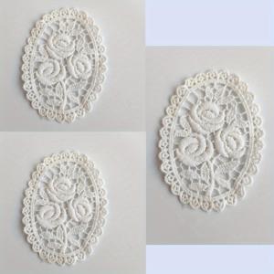 TEMU 8Cm 장미 레이스 아플리케 3개, 의류 공예용 타원형 패브릭 패치, 장식 추가, 레이스 라벨, 스타일리시한 자수 패치