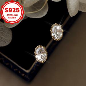 TEMU 여성을 위한 싱글, 우아하고 독특한 S925 스테인리스 실버 빈티지 타원형 스터드 귀걸이 한 쌍. 일상복, 데이트, 뮤직 페스티벌 및 파티에 적합 - 가족, 친구 또는 여자친구를 위한 완벽한 선물