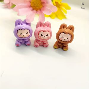 TEMU 3개입 2.2*3.2cm 혼합 컬러 스테레오 수직 구멍 컬러 토끼 DIY 액세서리 제작, 비즈 펜 장식, 펜던트 의류 휴대폰 체인 장식, 홈 데코, 휴일 선물 제작