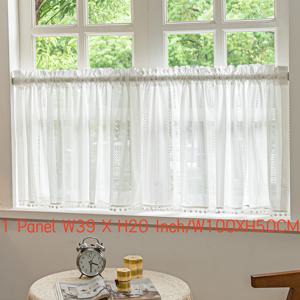 TEMU 1패널 KMSG 보호 쉬어 커튼 패널 폼폼 티어 - 빛 조절 짧은 창문 드레이프, 소형 보호 발란스, 관리 쉬움