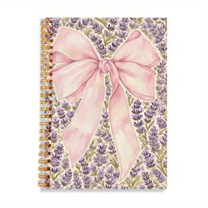 TEMU 1개 A5 핑크 리본 노트북 꽃/식물 달콤하고 로맨틱한 감성으로 젊은 여학생들의 삶을 꾸미는 핸드 아카운트 애호가 신입사원 책상 홈 데코