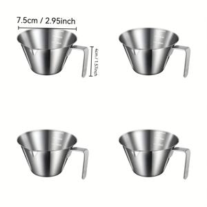 TEMU 손잡이가 있는 스테인리스 스틸 컵 4개 세트, 내구성 있고 재사용 가능 - 이탈리아 커피, 드립 브루잉, 가정용, 커피 머신 액세서리, 현대적인 주방 용품, 고품질 표면 마감, 세련된 음료용기, 카페를 위한 필수 바리스타 도구, 와인 측정 컵, 커피 머그, 컵/머그