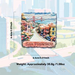 TEMU 1개 샌프란시스코 골든 게이트 브리지 냉장고 자석, 롬바드 스트리트 3D 입체 조각 - 사무실 휴일 선물, 추수감사절 & 크리스마스를 위한 창의적인 주방 장식, PVC 마감의 시각적 효과가 뛰어난 홈 액세서리 – 완벽한 아버지의 날, 어머니의 날, 졸업, 독립기념일 또는 감사의 냉장고 스티커