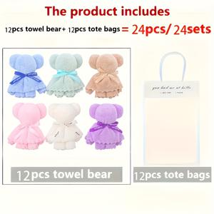 TEMU 그녀/그를 위한 선물 24pcs 귀여운 곰 타월 세트 (투명 가방 선물 박스 포함), 발렌타인데이, 결혼식, 생일, 어버이날, 크리스마스 파티 선물, 휴일 기념품, 재미있는 액세서리, 부드러운 원단 타월, 내구성 있는 텍스타일, 테마 장식, 이벤트 플래너 & 쇼핑러를 위한 완벽한 선물