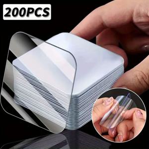 TEMU 200개 초강력 양면 테이프, 투명, 드릴 또는 못 사용 불필요, 플라스틱, 유리, 금속, 돌, 석고보드 등 다양한 표면에 적합