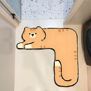 TEMU 1개 갈색 아기 고양이 만화 창의적인 패턴 규조토 현관 매트 | 미끄럼 방지 흡수성, 현관, 주방, 침실, 세탁실, 욕실, 샤워실, 크리스마스 장식, 폴리에스터, 세탁기 사용 가능