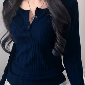 TEMU 여성을 위한 반팔 및 긴팔 겸용 기본 뉴 스타일 한국 스타일 셔츠. 통기성 좋은 소재로 제작되었으며 봄, 여름, 가을에 적합합니다. 귀엽고 매력적인 한국 스타일의 미적 감각을 담고 있습니다.|블라우스|반팔셔츠|옷