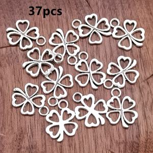 TEMU 37개 4잎 클로버 참 펜던트, 스타일 수제 팔찌, 목걸이, 귀걸이 제작용 주얼리 액세서리, 크기 13*17mm.