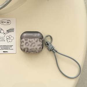 TEMU Apple Airpods Pro 2 케이스 / Airpods Pro 케이스 / Airpods 4 케이스 / Airpods 3 케이스 / Airpods 2 케이스에 적합한 반투명 그레이 프린트 + 넥스트랩 이어폰 케이스 / 패셔너블 여성용 이어폰 케이스 / 이어폰 케이스 / f