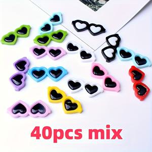 TEMU 40개 레진 하트 모양 안경 장식 | 주얼리 제작 및 휴대폰 케이스 장식용 비즈
