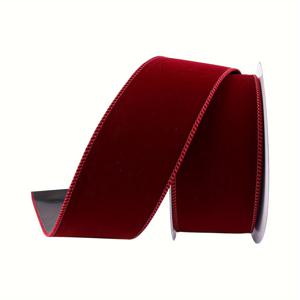 TEMU 대형 롤 클래식 빈티지 와이어 엣지 벨벳 리본 - 크리스마스 트리 리스, 선물 포장, 겨울 휴일 장식용 - 와이어 엣지 DIY 리본 (6.35cm X 9.14미터, 다양한 색상)