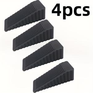 TEMU 고하중 도어 스토퍼 4개 세트 - 미끄럼 방지 톱니 디자인, 설치 불필요, 가정, 사무실 및 상업용으로 사용 가능한 견고한 고무 소재; 마모 저항성 강화된 안전 액세서리가 포함된 바닥 보호대 및 게이트 홀더