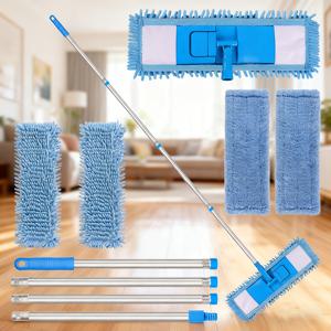 TEMU 360° 회전 물걸레 청소기, 길이 조절 가능, 2개 마이크로파이버 및 2개 샤닐 천 포함, 습식 및 건식 겸용, 재사용 가능한 세탁 가능 먼지 걸레, 욕실, 주방, 나무 바닥, 창문, 타일 청소용 가정용 청소 도구, 주방용 걸레,창문 청소,확장 가능한 손잡이,다용도 걸레,마이크로파이버 천,멀티서페이스 몹,아파트 청소,사무실 유지보수|물걸레청소기